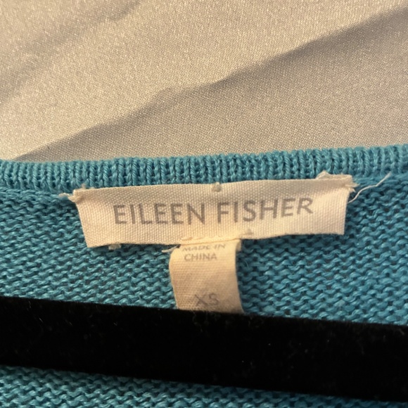 Eileen Fisher 100% Linen Aqua Blue Long Sleeve Sweater Size XS VGUC - Picture 3 of 8